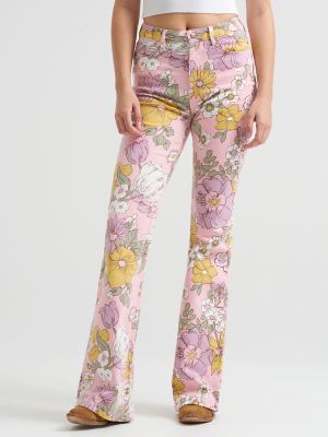 Women's High Rise Print Flare Jean in Vintage Floral alternative view 3