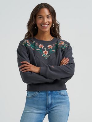 Women's Embroidered Yoke Sweatshirt