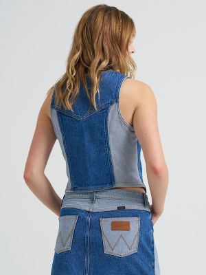 Women's Colorblock Denim Vest