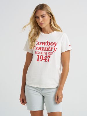 Women's Cowboy Country Girlfriend Tee in Worn White alternative view