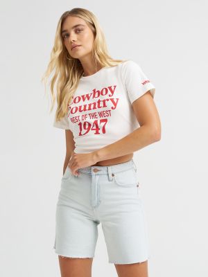 Women's Cowboy Country Girlfriend Tee in Worn White alternative view 3