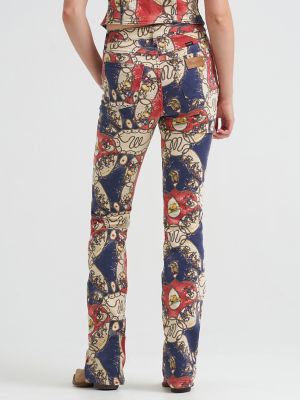 Women's High Rise Print Bootcut Jean in Rodeo Roundup alternative view