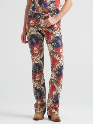 Women's High Rise Print Bootcut Jean in Rodeo Roundup alternative view 3