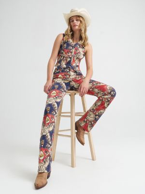 Women's High Rise Print Bootcut Jean in Rodeo Roundup alternative view 5