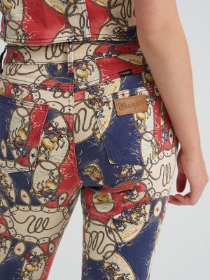 Women's High Rise Print Bootcut Jean in Rodeo Roundup alternative view 6