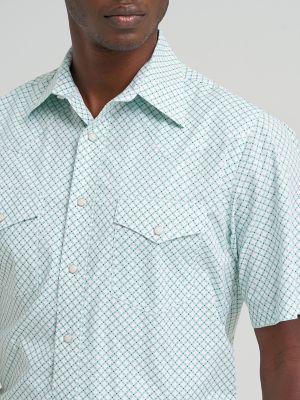 Men's 20X&reg; Competition Advanced Comfort Short Sleeve Western Snap Shirt in Green Crossings