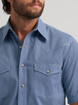 Men's 20X&reg; Competition Advanced Comfort Short Sleeve Western Snap Shirt in Navy Geo