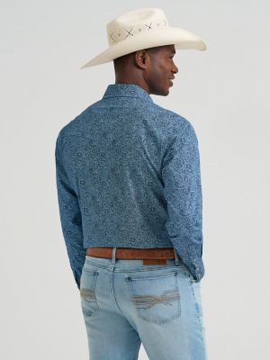 Men's 20X&reg; Competition Advanced Comfort Long Sleeve Two Pocket Western Snap Shirt in Navy Paisley alternative view 2