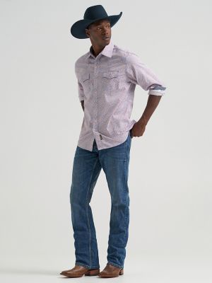 Men's Wrangler Retro&reg; Premium Long Sleeve Western Snap Printed Shirt in Americana Paisley