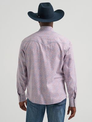 Men's Wrangler Retro&reg; Premium Long Sleeve Western Snap Printed Shirt in Americana Paisley
