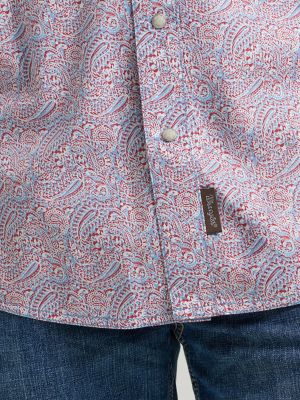 Men's Wrangler Retro&reg; Premium Long Sleeve Western Snap Printed Shirt in Americana Paisley