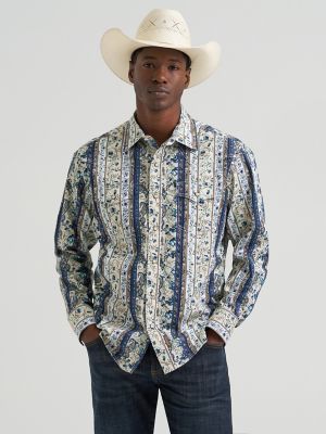 Men's Wrangler Retro® Premium Long Sleeve Western Snap Printed Shirt from Wrangler - $64.99