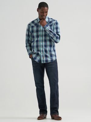 Mens Retro Premium LS Western Snap Plaid Shirt:Midnight Plaid:XL alternative view
