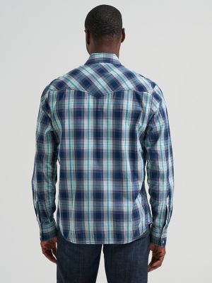Mens Retro Premium LS Western Snap Plaid Shirt:Midnight Plaid:XL alternative view 2