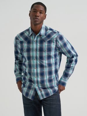 Men's Wrangler Retro® Premium Long Sleeve Western Snap Plaid Shirt from Wrangler - $64.99