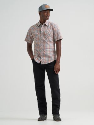 Men's Wrangler Retro&reg; Short Sleeve Sawtooth Pocket Western Snap Shirt in Gray Lights alternative view