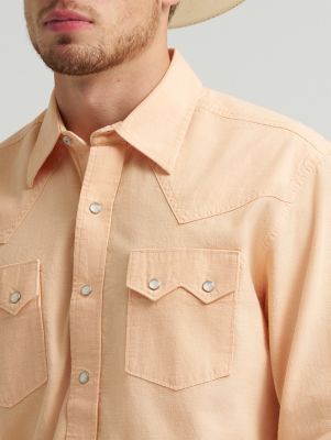 Men's Cody Johnson Two Pocket Western Snap Shirt in Peach