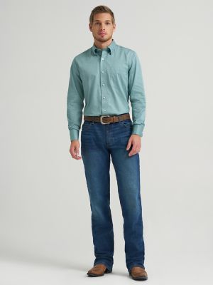 Men's Cody Johnson One Pocket Button Down Shirt in Green Weave alternative view