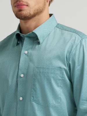 Men's Cody Johnson One Pocket Button Down Shirt in Green Weave alternative view 3