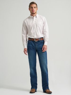 Men's Cody Johnson One Pocket Button Down Shirt in Peach Diamond