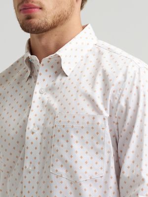 Men's Cody Johnson One Pocket Button Down Shirt in Peach Diamond