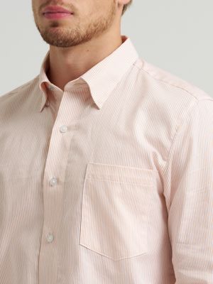 Men's Cody Johnson One Pocket Button Down Shirt in Peach Stripe alternative view 4