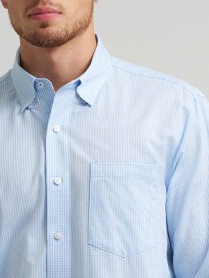 Men's Cody Johnson One Pocket Button Down Shirt in Baby Blue Check alternative view 3