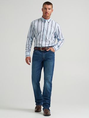 Men's Cody Johnson One Pocket Button Down Shirt in Baby Blue Stripe alternative view