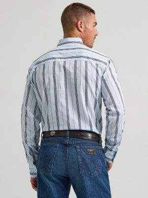 Men's Cody Johnson One Pocket Button Down Shirt in Baby Blue Stripe alternative view 2