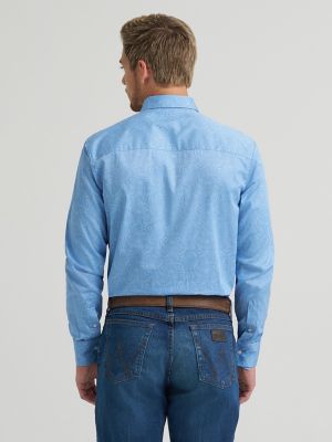 Men's Cody Johnson One Pocket Button Down Shirt in Dusty Blue Leaf alternative view 2