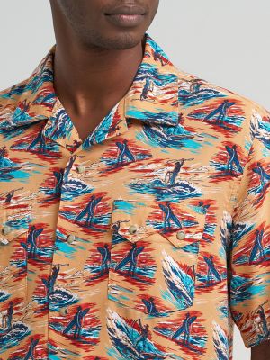 Wrangler&reg; Coconut Cowboy Camp Shirt in Cowboy Surf