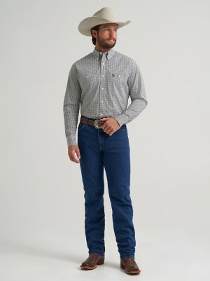 Wrangler&reg; George Strait&trade; Long Sleeve Button Down Two Pocket Shirt in Grey Board
