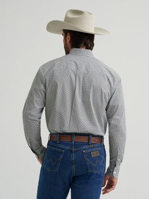 Wrangler&reg; George Strait&trade; Long Sleeve Button Down Two Pocket Shirt in Grey Board