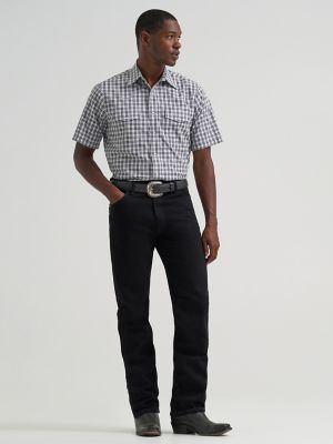 Men's Wrinkle Resist Short Sleeve Western Snap Plaid Shirt