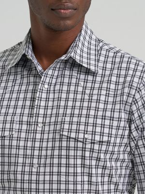 Men's Wrinkle Resist Short Sleeve Western Snap Plaid Shirt