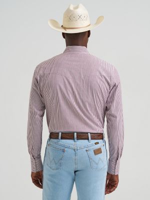 Men's Wrinkle Resist Long Sleeve Western Snap Stripe Shirt