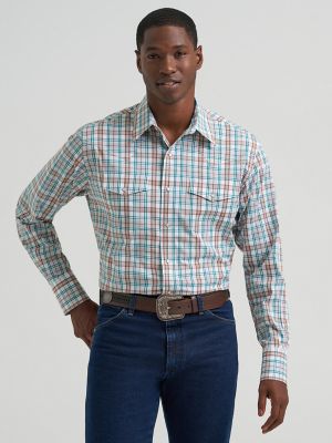 Men's Wrinkle Resist Long Sleeve Western Snap Plaid Shirt from Wrangler - $44.99