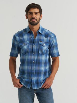 Men's Plaid Short Sleeve Snap Shirt