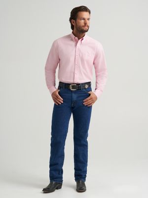 Wrangler&reg; George Strait&trade; Solid One Pocket Button Down Shirt in Bubble Pink