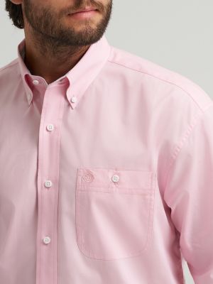 Wrangler&reg; George Strait&trade; Solid One Pocket Button Down Shirt in Bubble Pink