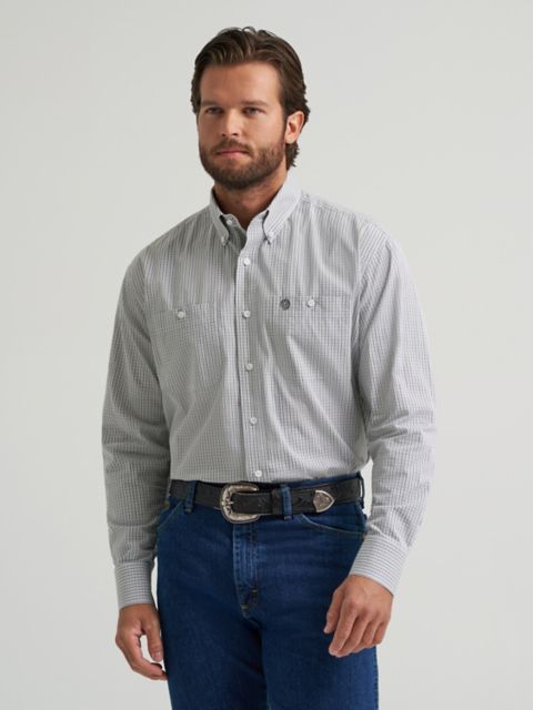 Мужские рубашки Wrangler George Strait™ Long Sleeve Button Down Two Pocket Shirt