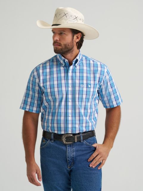 Мужские рубашки Wrangler George Strait™ Short Sleeve One Pocket Button Down Shirt