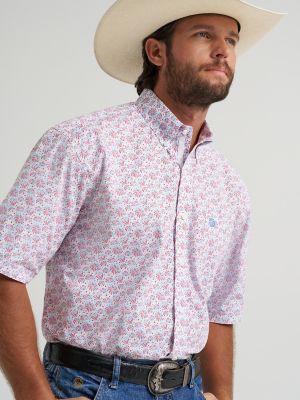 Wrangler&reg; George Strait&trade; Short Sleeve One Pocket Button Down Shirt in Fireworks alternative view 2