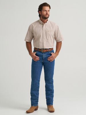 Wrangler&reg; George Strait&trade; Short Sleeve One Pocket Button Down Shirt in Sand Stripes