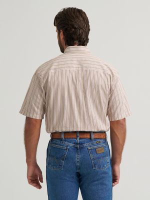 Wrangler&reg; George Strait&trade; Short Sleeve One Pocket Button Down Shirt in Sand Stripes
