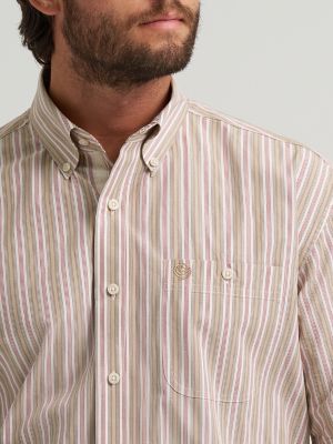 Wrangler&reg; George Strait&trade; Short Sleeve One Pocket Button Down Shirt in Sand Stripes