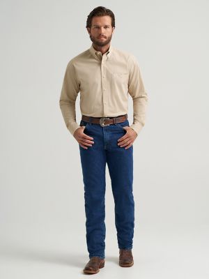 Wrangler&reg; George Strait&trade; Long Sleeve Button Down One Pocket Shirt in Wheat Yellow