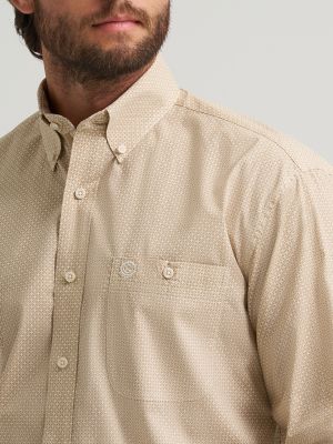 Wrangler&reg; George Strait&trade; Long Sleeve Button Down One Pocket Shirt in Wheat Yellow