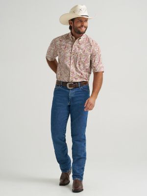 Wrangler&reg; George Strait&trade; Short Sleeve One Pocket Button Down Shirt in Mustard Paisley
