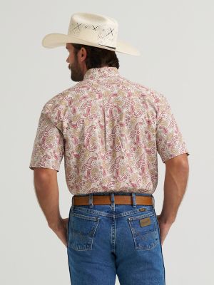 Wrangler&reg; George Strait&trade; Short Sleeve One Pocket Button Down Shirt in Mustard Paisley